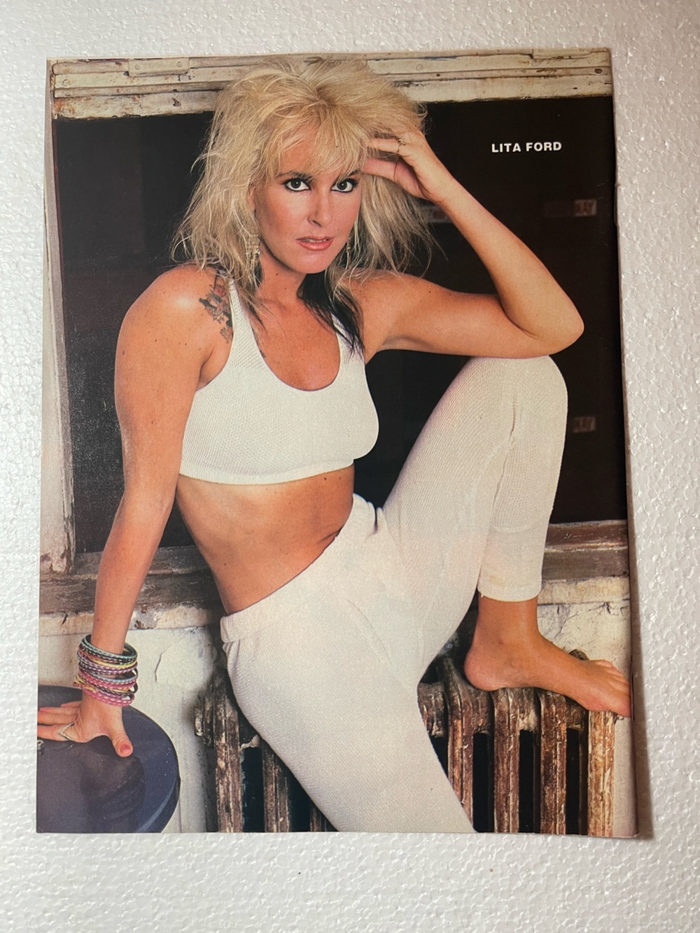 Lita Ford Pinup - Blonde Rock Star in White Outfit